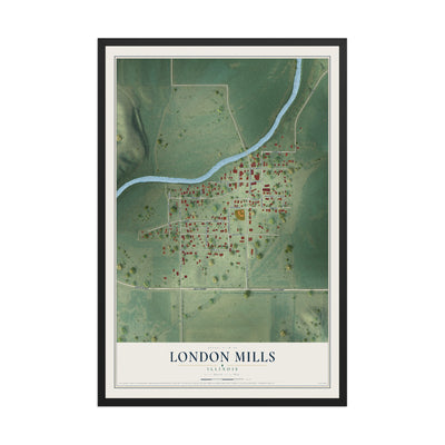 Map of London Mills, Illinois, 12 x 18 inch print in a black wood frame