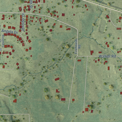 Second close-up of the map of Long Creek, Illinois print showing more streets and buildings