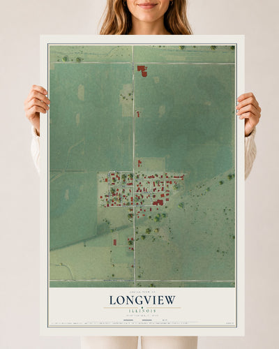 Map of Longview, Illinois, 24 x 36 inch unframed archival matte print