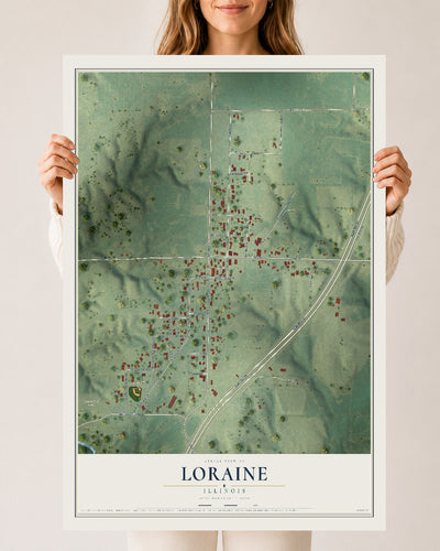 Map of Loraine, Illinois, 24 x 36 inch unframed archival matte print