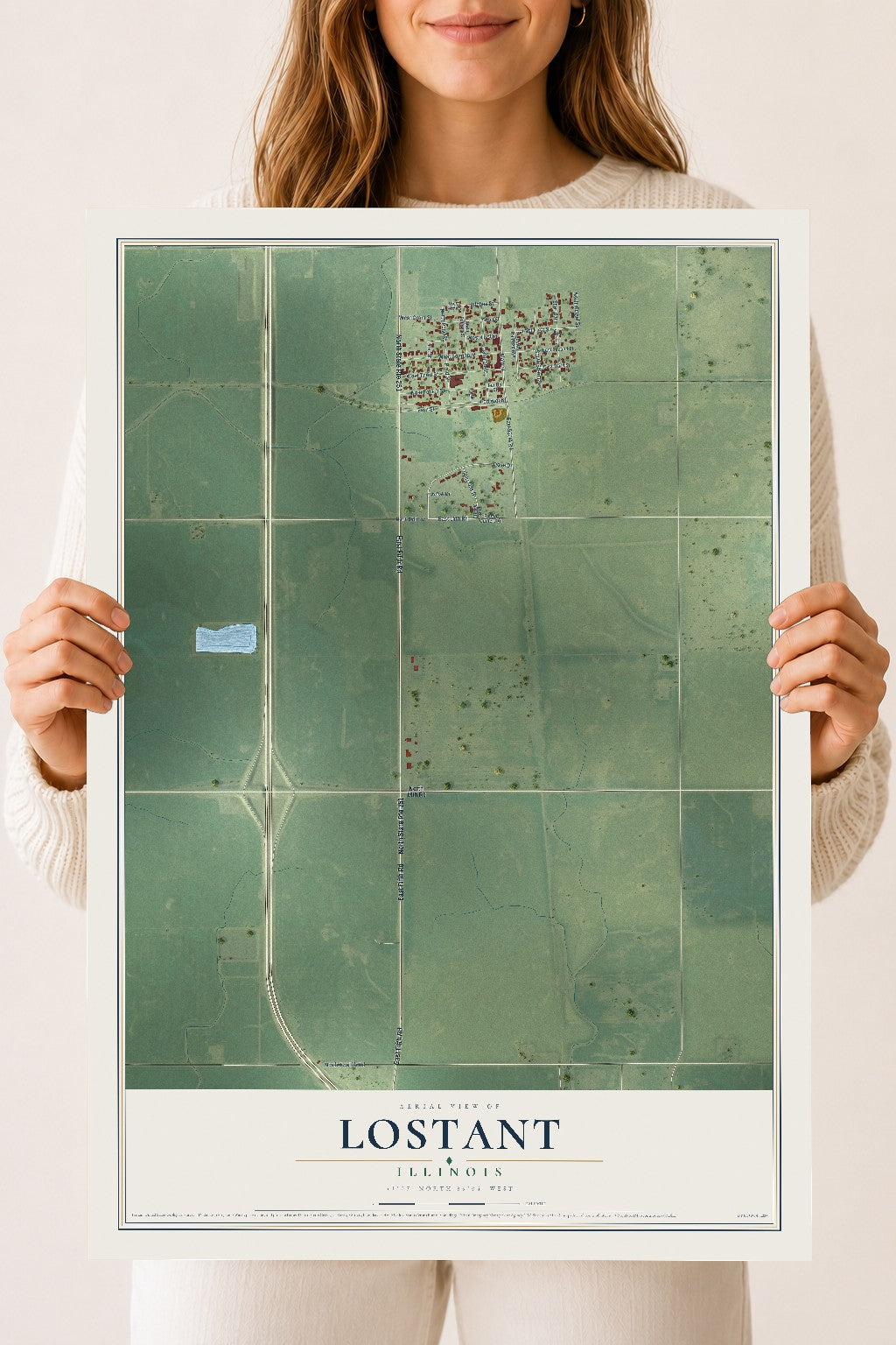Map of Lostant, Illinois, 18 x 24 inch unframed archival matte print