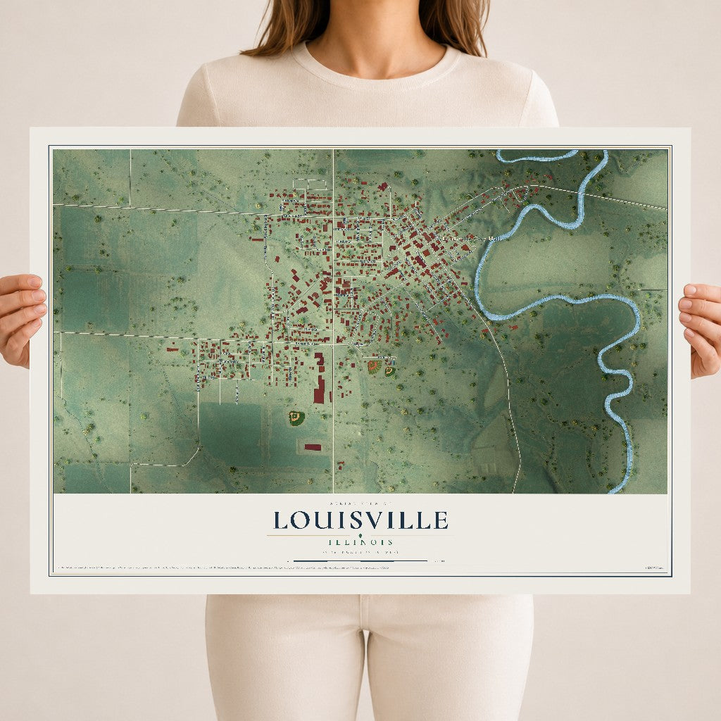 Map of Louisville, Illinois, 18 x 24 inch unframed archival matte print