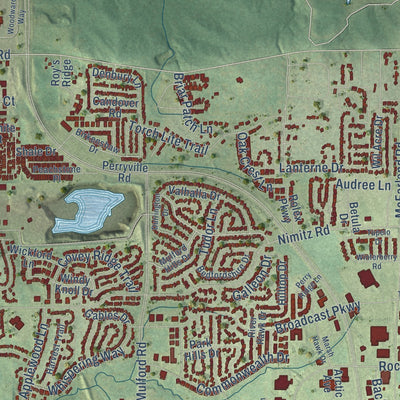 Close-up of the map of Loves Park, Illinois print showing street and building detail