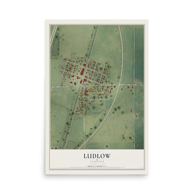 Map of Ludlow, Illinois, 12 x 18 inch unframed archival matte print