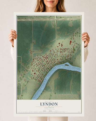 Map of Lyndon, Illinois, 24 x 36 inch unframed archival matte print