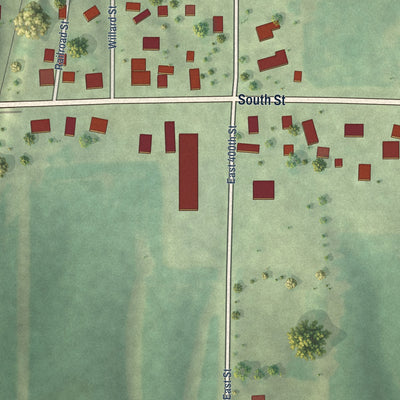 Close-up of the map of Lynn Center, Illinois print showing street and building detail