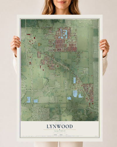 Map of Lynwood, Illinois, 24 x 36 inch unframed archival matte print