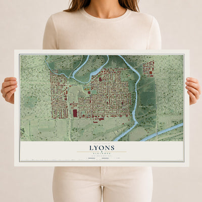 Map of Lyons, Illinois, 12 x 18 inch unframed archival matte print