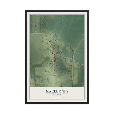 Map of Macedonia, Illinois, 12 x 18 inch print in a black wood frame