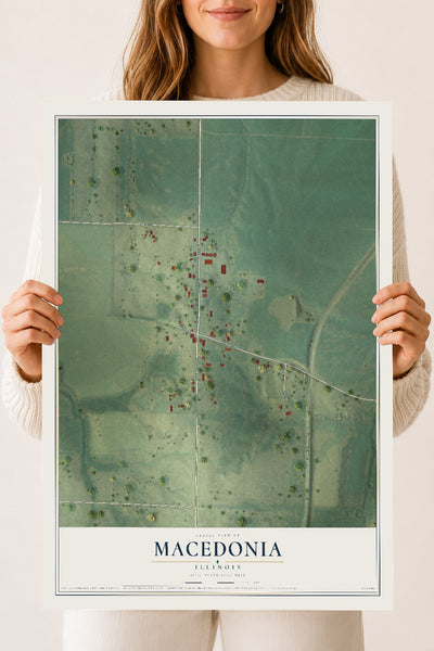 Map of Macedonia, Illinois, 18 x 24 inch unframed archival matte print