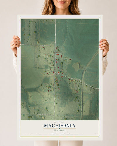 Map of Macedonia, Illinois, 24 x 36 inch unframed archival matte print