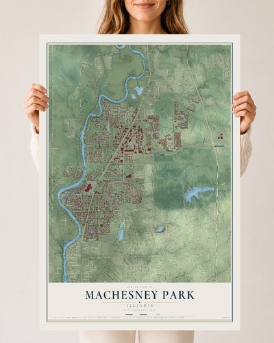 Map of Machesney Park, Illinois, 24 x 36 inch unframed archival matte print