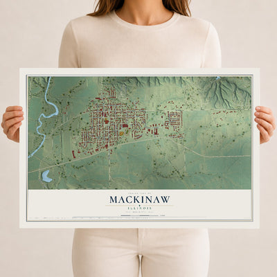 Map of Mackinaw, Illinois, 12 x 18 inch unframed archival matte print