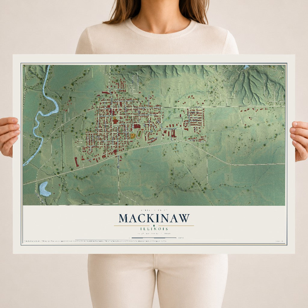 Map of Mackinaw, Illinois, 18 x 24 inch unframed archival matte print