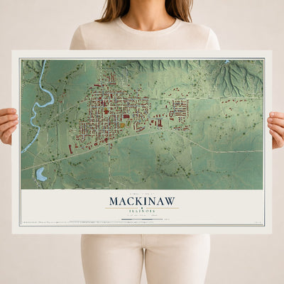 Map of Mackinaw, Illinois, 18 x 24 inch unframed archival matte print