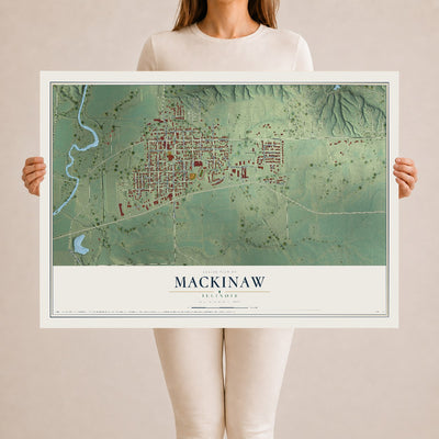 Map of Mackinaw, Illinois, 24 x 36 inch unframed archival matte print