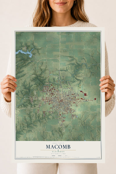 Map of Macomb, Illinois, 18 x 24 inch unframed archival matte print