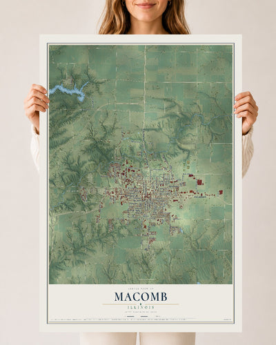 Map of Macomb, Illinois, 24 x 36 inch unframed archival matte print