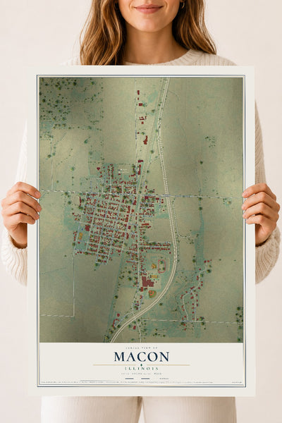 Map of Macon, Illinois, 18 x 24 inch unframed archival matte print
