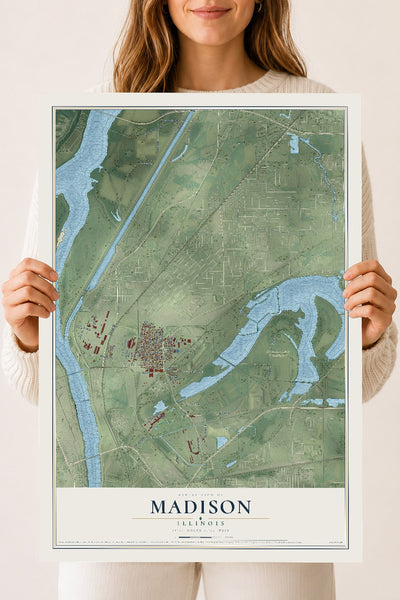 Map of Madison, Illinois, 18 x 24 inch unframed archival matte print