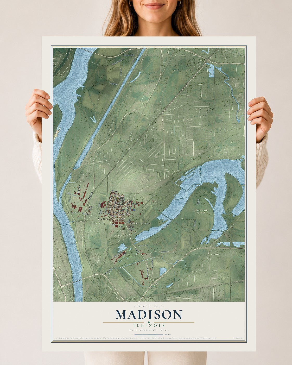 Map of Madison, Illinois, 24 x 36 inch unframed archival matte print