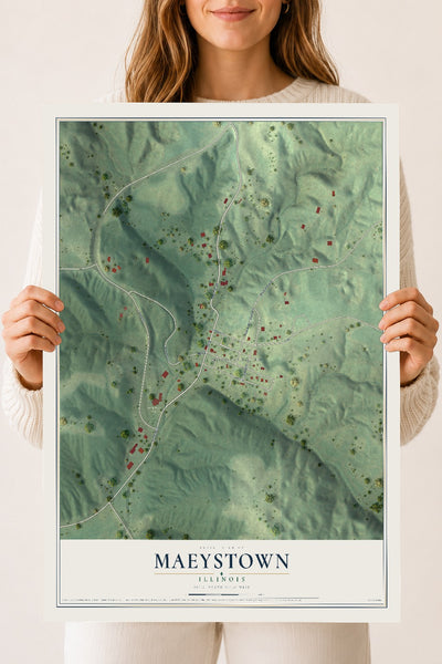 Map of Maeystown, Illinois, 18 x 24 inch unframed archival matte print