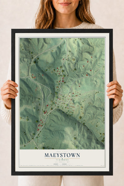 Map of Maeystown, Illinois, 18 x 24 inch print in a black wood frame