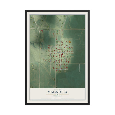 Map of Magnolia, Illinois, 12 x 18 inch print in a black wood frame