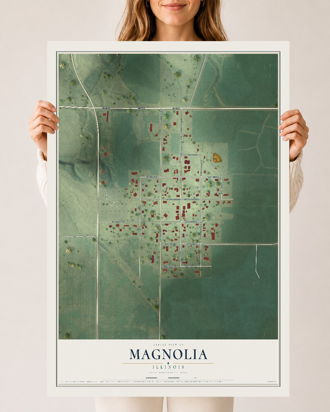 Map of Magnolia, Illinois, 24 x 36 inch unframed archival matte print