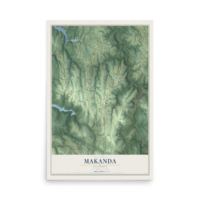Map of Makanda, Illinois, 12 x 18 inch unframed archival matte print