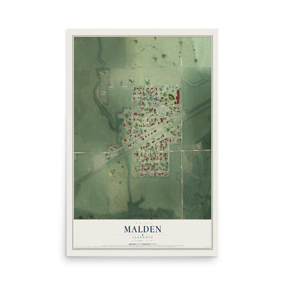 Map of Malden, Illinois, 12 x 18 inch unframed archival matte print