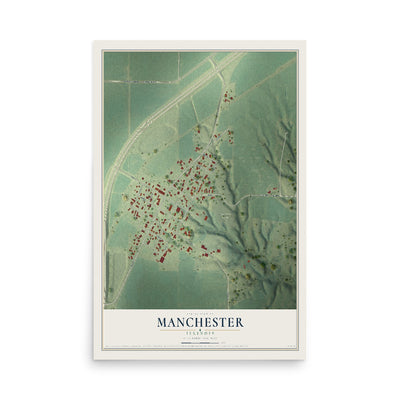 Map of Manchester, Illinois, 12 x 18 inch unframed archival matte print