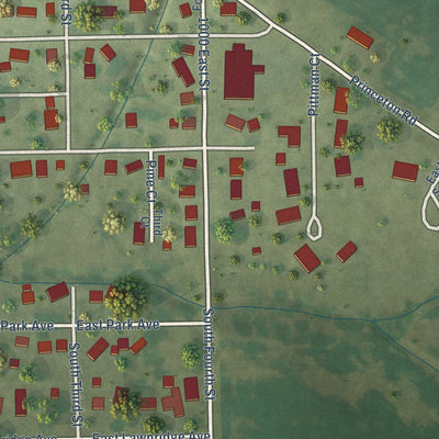 Second close-up of the map of Manlius, Illinois print showing more streets and buildings