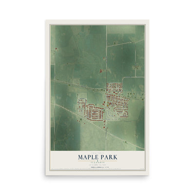 Map of Maple Park, Illinois, 12 x 18 inch unframed archival matte print