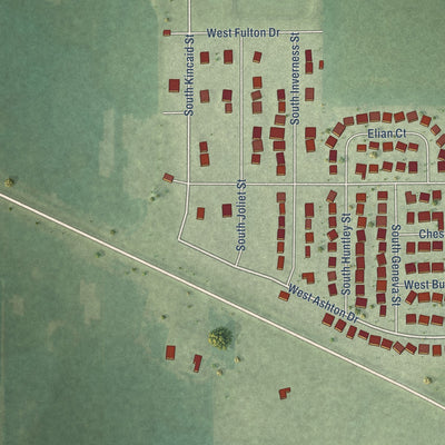 Second close-up of the map of Maple Park, Illinois print showing more streets and buildings