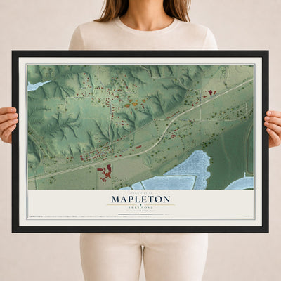 Map of Mapleton, Illinois, 18 x 24 inch print in a black wood frame