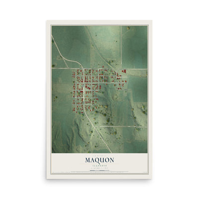 Map of Maquon, Illinois, 12 x 18 inch unframed archival matte print