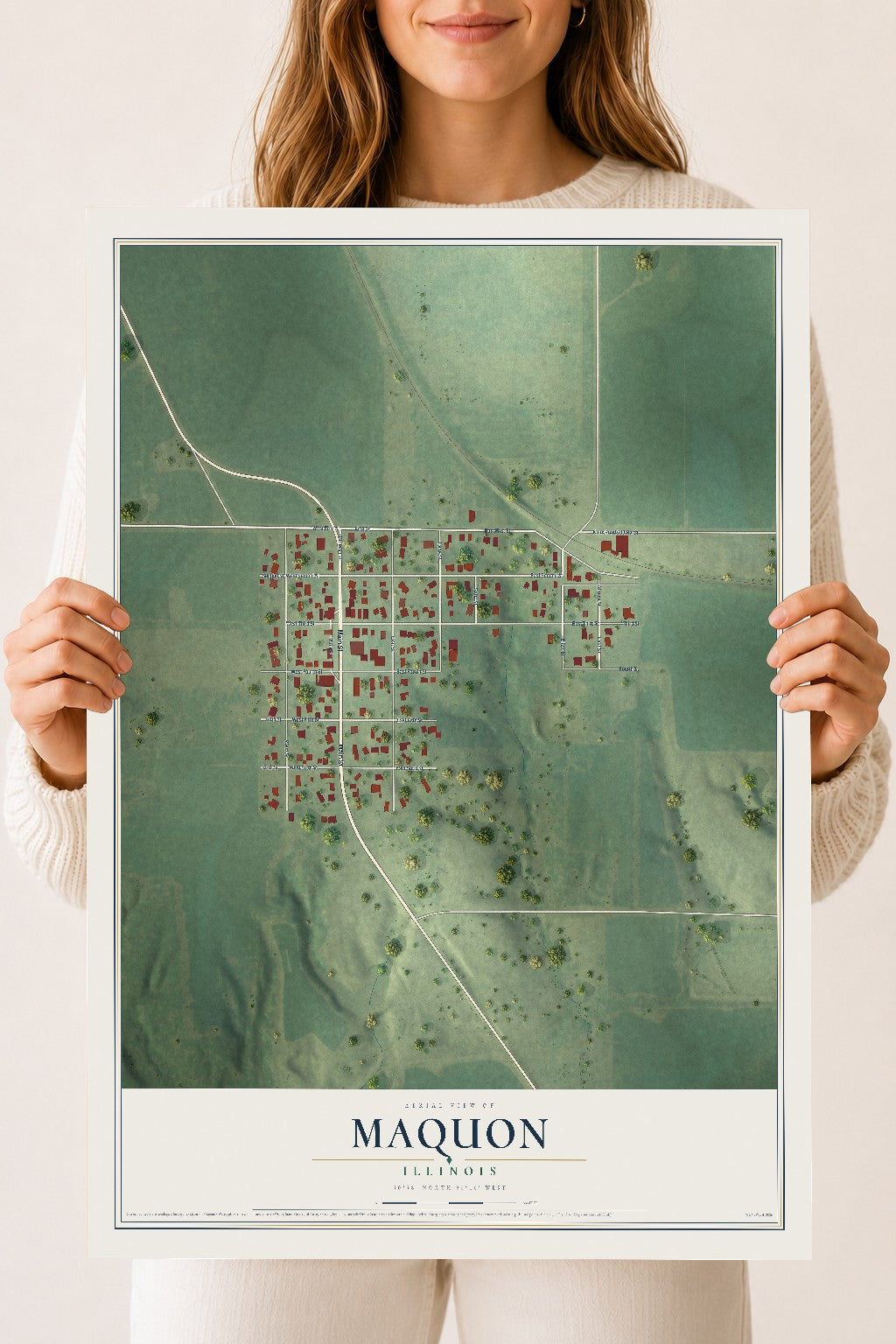 Map of Maquon, Illinois, 18 x 24 inch unframed archival matte print