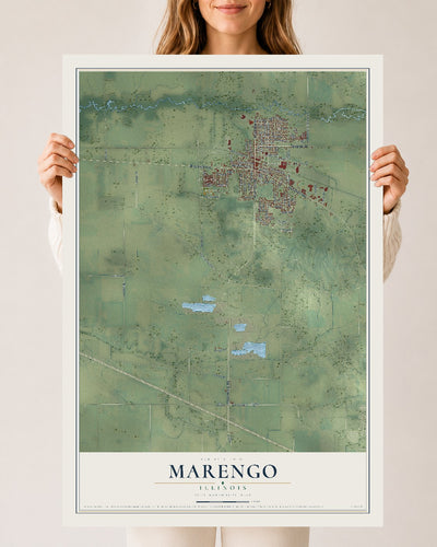 Map of Marengo, Illinois, 24 x 36 inch unframed archival matte print