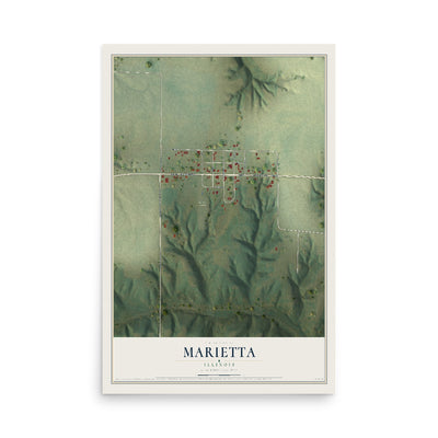 Map of Marietta, Illinois, 12 x 18 inch unframed archival matte print