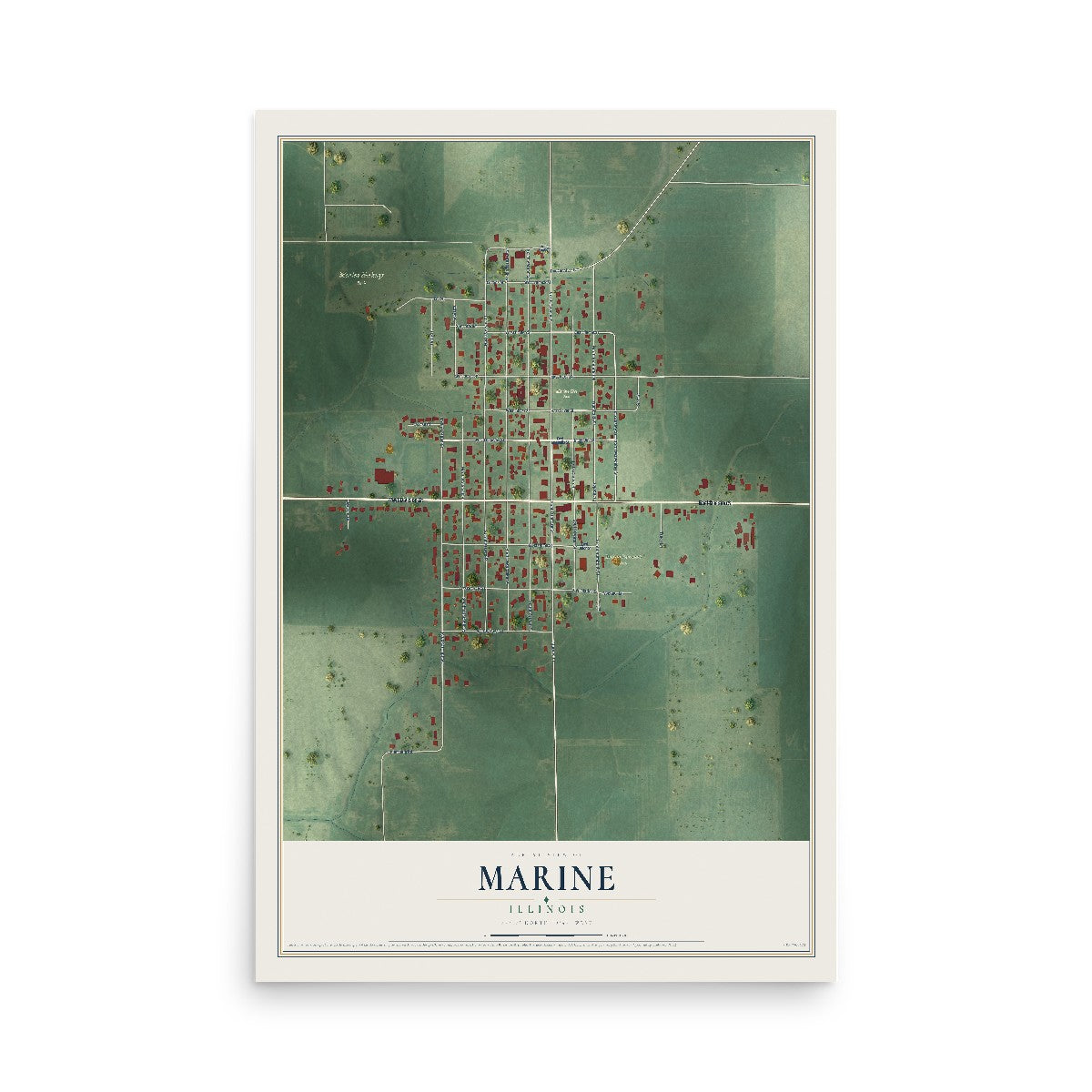 Map of Marine, Illinois, 12 x 18 inch unframed archival matte print