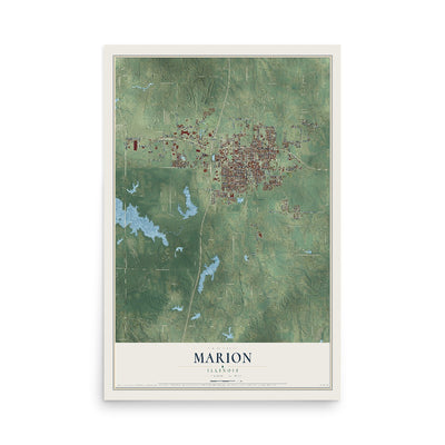 Map of Marion, Illinois, 12 x 18 inch unframed archival matte print