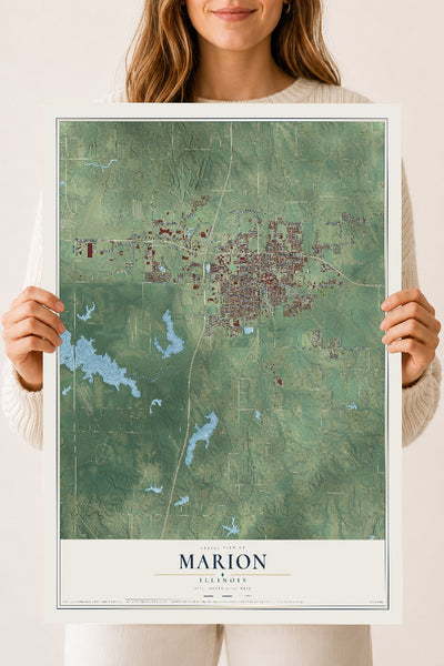 Map of Marion, Illinois, 18 x 24 inch unframed archival matte print