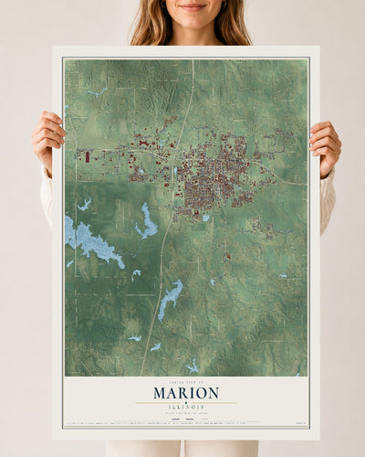 Map of Marion, Illinois, 24 x 36 inch unframed archival matte print