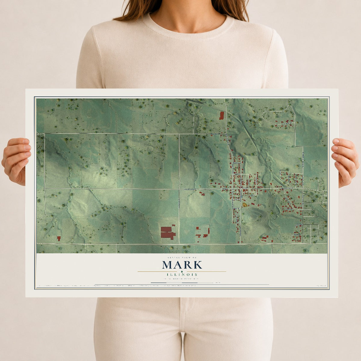 Map of Mark, Illinois, 12 x 18 inch unframed archival matte print