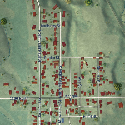 Close-up of the map of Mark, Illinois print showing street and building detail