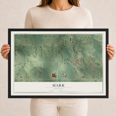 Map of Mark, Illinois, 12 x 18 inch print in a black wood frame