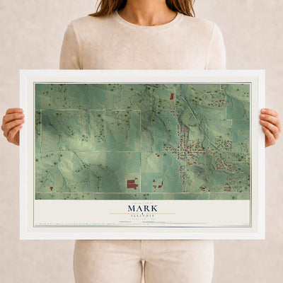 Map of Mark, Illinois, 12 x 18 inch print in a white wood frame