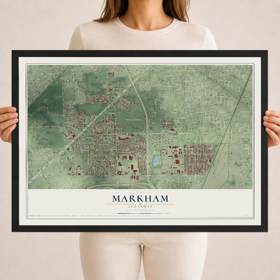 Map of Markham, Illinois, 18 x 24 inch print in a black wood frame