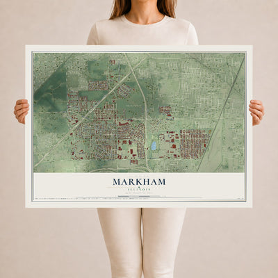 Map of Markham, Illinois, 24 x 36 inch unframed archival matte print